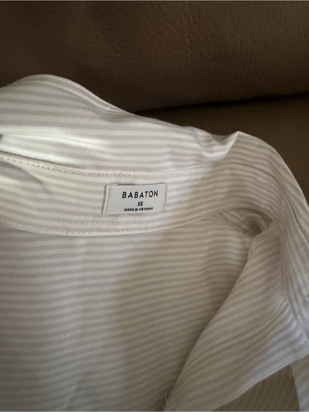 Babaton women White and Light Gray Striped Dress Shirt